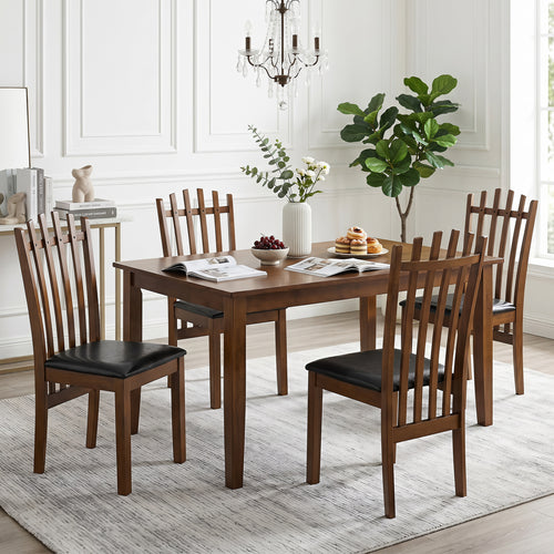 Wooden Dining Chair Set of 4, Spindle Back, Black