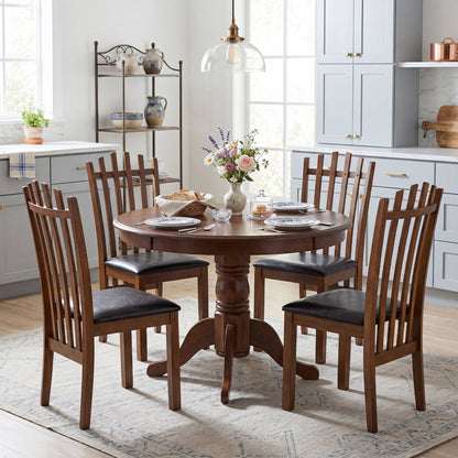 Wooden Dining Chair Set of 4, Spindle Back, Black