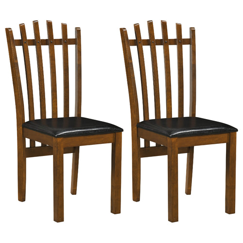 Wooden Dining Chair Set of 2, Spindle Back, PU Leather Seat, Black
