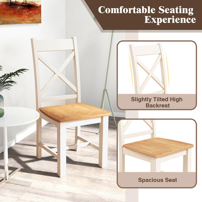 Wooden Dining Chairs Set of 2 with High Back and Rubber Wood Frame, Natural Dining Chairs at Gallery Canada