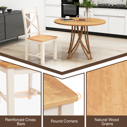 Wooden Dining Chairs Set of 2 with High Back and Rubber Wood Frame, Natural Dining Chairs at Gallery Canada