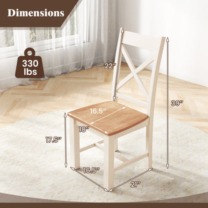 Wooden Dining Chairs Set of 2 with High Back and Rubber Wood Frame, Natural Dining Chairs at Gallery Canada