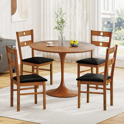 Wooden Dining Chairs Set of 2 Armless Kitchen Chairs with Hollowed Backrest-brown, Brown Dining Chairs at Gallery Canada