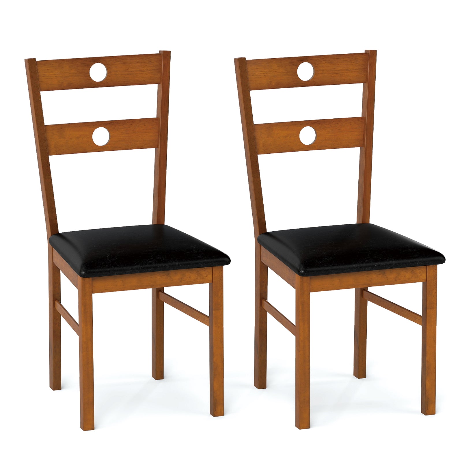 Wooden Dining Chairs Set of 2 Armless Kitchen Chairs with Hollowed Backrest-brown, Brown Dining Chairs Brown at Gallery Canada