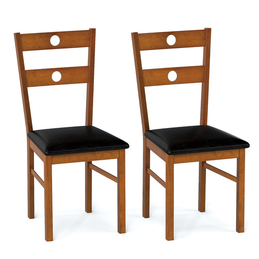 Wooden Dining Chairs Set of 2 Armless Kitchen Chairs with Hollowed Backrest-brown, Brown Dining Chairs Brown at Gallery Canada