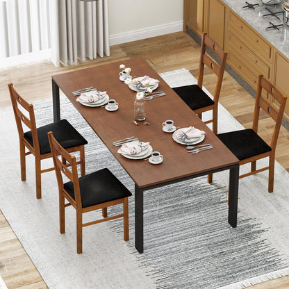 Wooden Dining Chairs Set of 2 Armless Kitchen Chairs with Hollowed Backrest-brown, Brown Dining Chairs at Gallery Canada