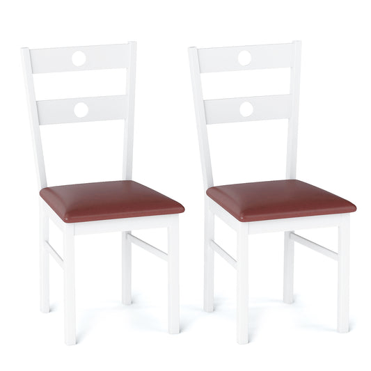 Wooden Dining Chairs Set of 2 Armless Kitchen Chairs with Hollowed Backrest, White Dining Chairs White at Gallery Canada