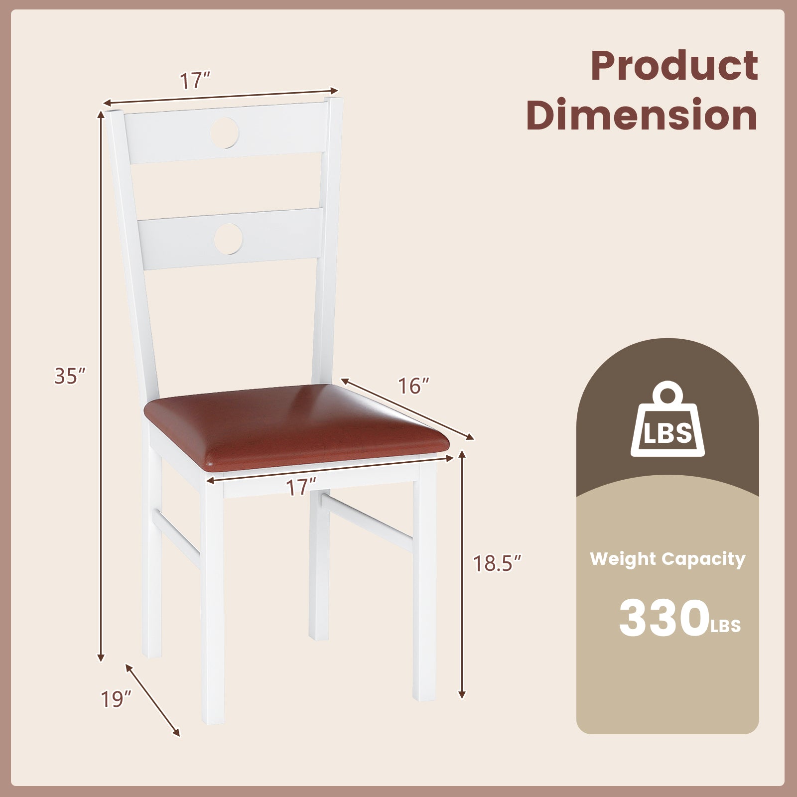 Wooden Dining Chairs Set of 2 Armless Kitchen Chairs with Hollowed Backrest, White Dining Chairs at Gallery Canada
