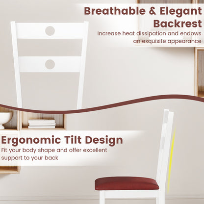 Wooden Dining Chairs Set of 2 Armless Kitchen Chairs with Hollowed Backrest, White Dining Chairs at Gallery Canada