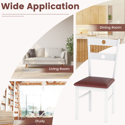 Wooden Dining Chairs Set of 2 Armless Kitchen Chairs with Hollowed Backrest, White Dining Chairs at Gallery Canada