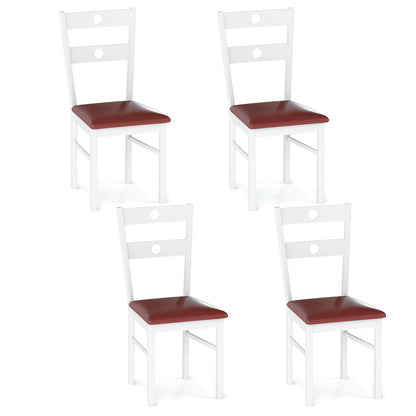 Wooden Dining Chairs Set of 4 Armless Kitchen Chairs with Hollowed Backrest, White Dining Chairs at Gallery Canada