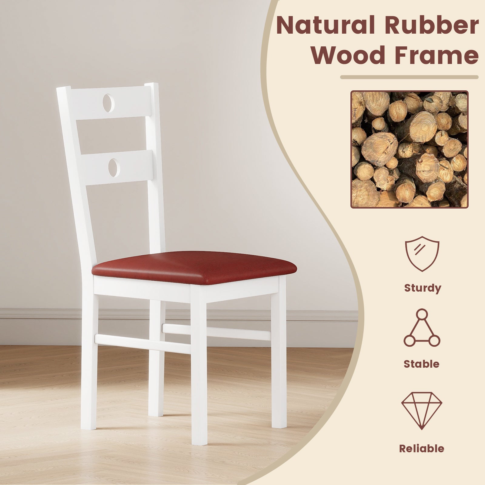 Wooden Dining Chairs Set of 4 Armless Kitchen Chairs with Hollowed Backrest, White Dining Chairs at Gallery Canada