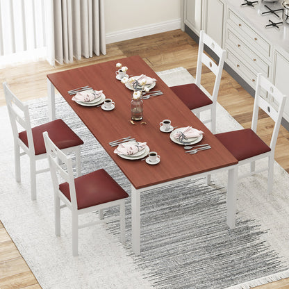 Wooden Dining Chairs Set of 4 Armless Kitchen Chairs with Hollowed Backrest, White Dining Chairs at Gallery Canada