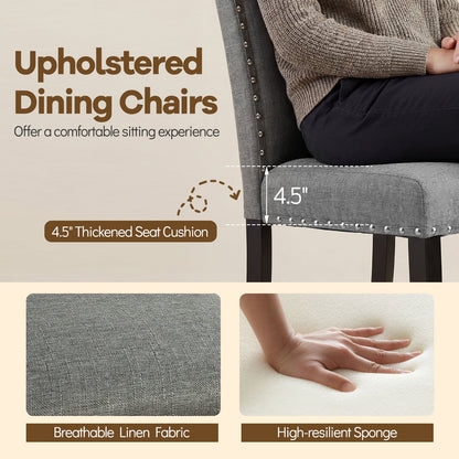 Wooden Dining Chairs Set of 2 with Bent Wood Legs, Gray