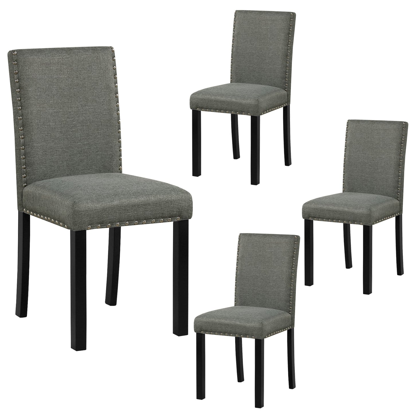 Wooden Dining Chairs Set of 4 with Bent Wood Legs, Gray