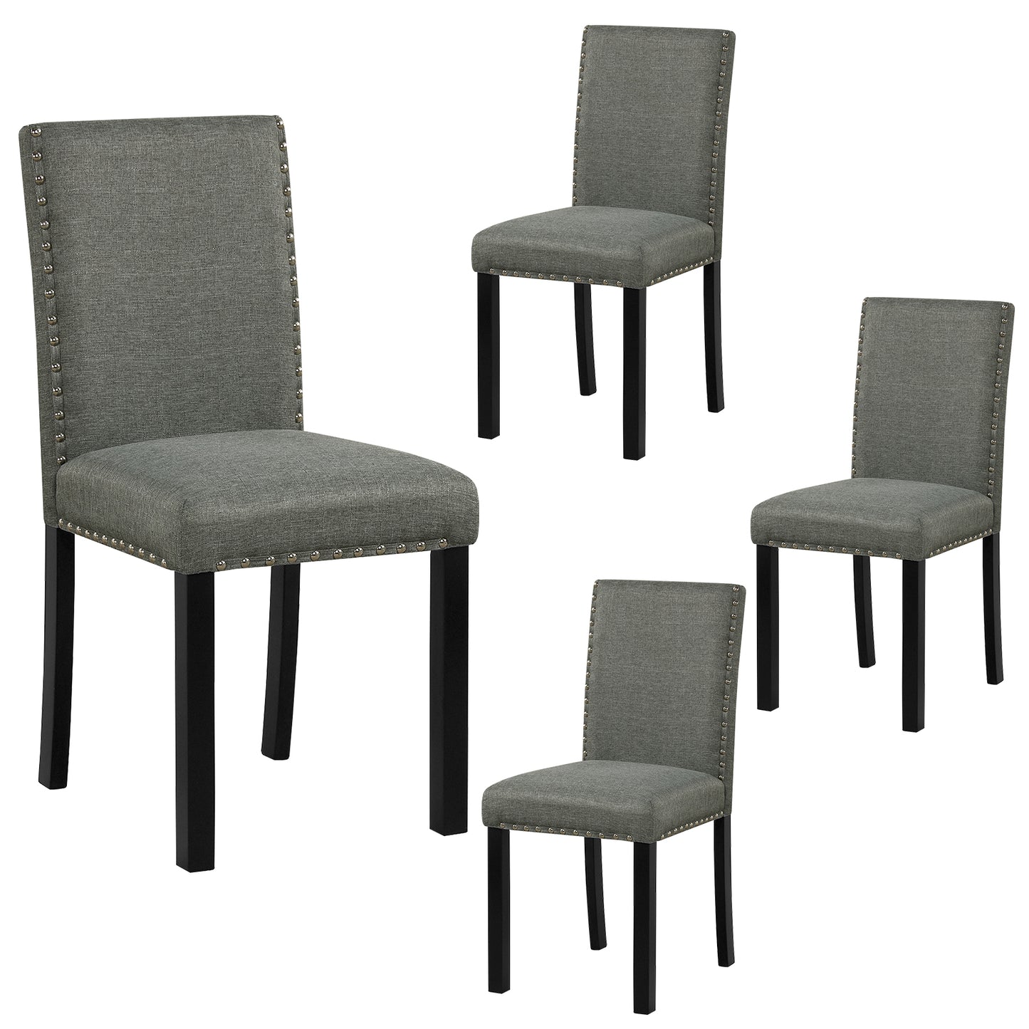 Wooden Dining Chairs Set of 4 with Bent Wood Legs, Gray Dining Chairs at Gallery Canada
