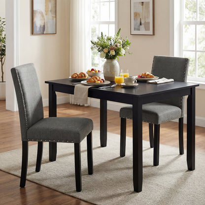 Wooden Dining Chairs Set of 4 with Bent Wood Legs, Gray