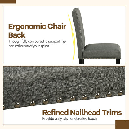 Wooden Dining Chairs Set of 4 with Bent Wood Legs, Gray