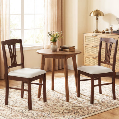 Wooden Dining Chairs Set of 2 Upholstered Kitchen Chairs with Solid Rubber Wood Frame, Beige Dining Chairs at Gallery Canada