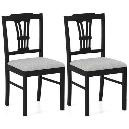 Wooden Dining Chairs Set of 2 Upholstered Kitchen Chairs with Solid Rubber Wood Frame, Gray