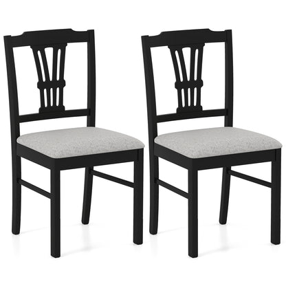 Wooden Dining Chairs Set of 2 Upholstered Kitchen Chairs with Solid Rubber Wood Frame, Gray Dining Chairs at Gallery Canada