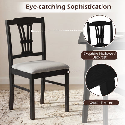 Wooden Dining Chairs Set of 2 Upholstered Kitchen Chairs with Solid Rubber Wood Frame, Gray Dining Chairs at Gallery Canada