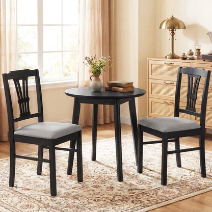 Wooden Dining Chairs Set of 2 Upholstered Kitchen Chairs with Solid Rubber Wood Frame, Gray Dining Chairs at Gallery Canada