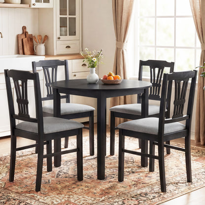 Wooden Dining Chairs Set of 2 Upholstered Kitchen Chairs with Solid Rubber Wood Frame, Gray Dining Chairs at Gallery Canada