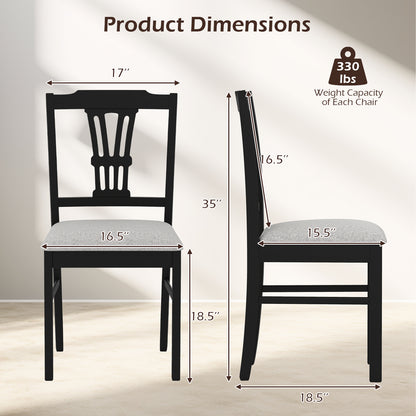 Wooden Dining Chairs Set of 2 Upholstered Kitchen Chairs with Solid Rubber Wood Frame, Gray Dining Chairs at Gallery Canada