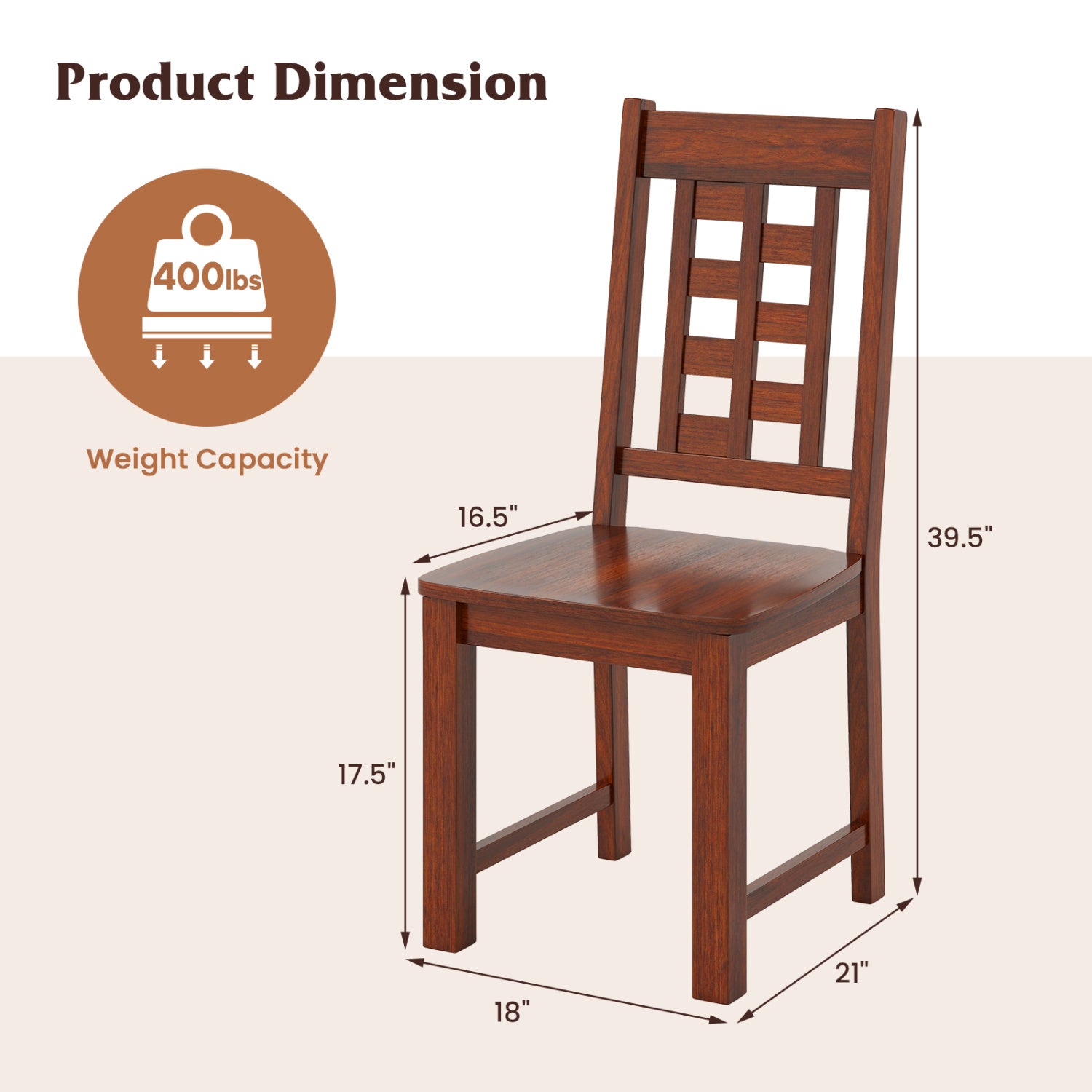 Wooden Dining Chairs, Set of 2, Solid Rubber Wood Frame, Walnut Dining Chairs at Gallery Canada