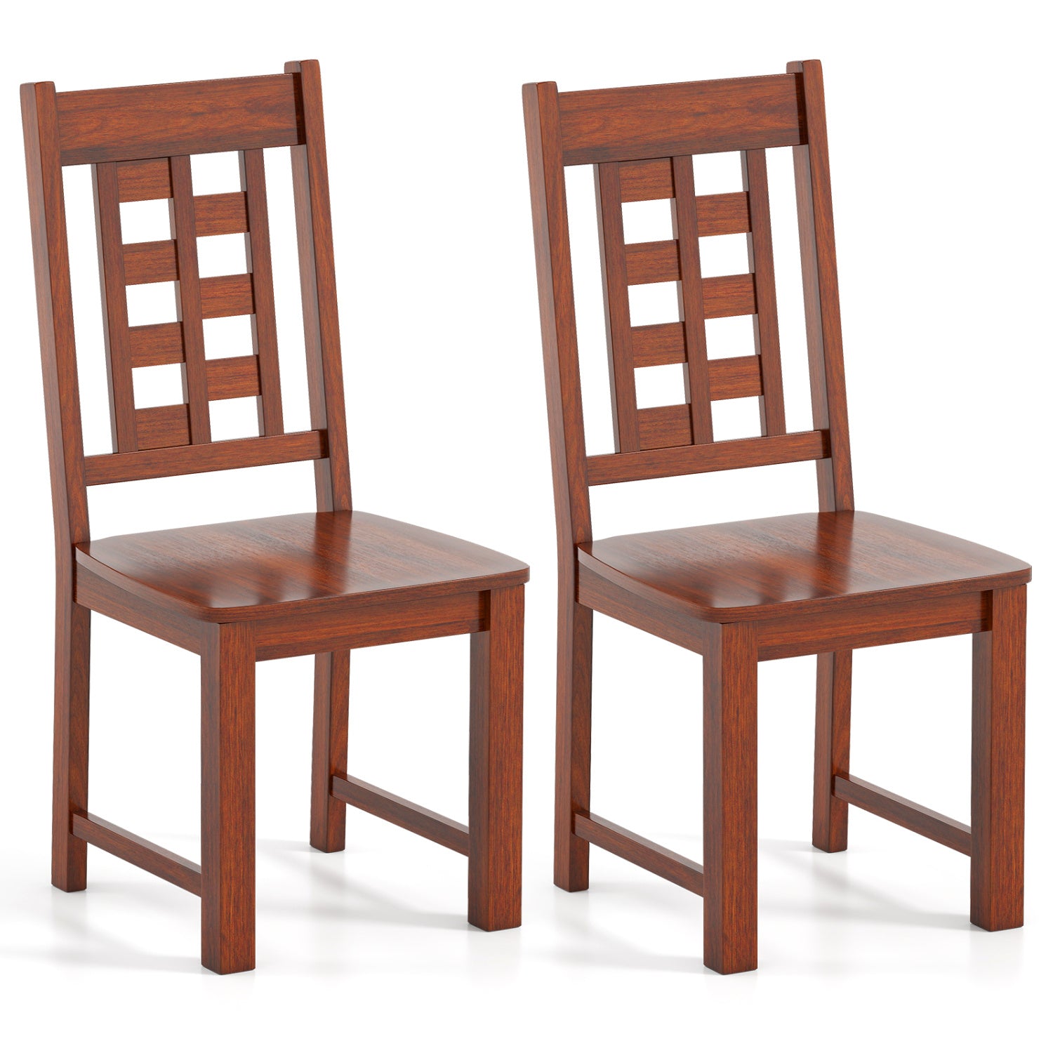 Wooden Dining Chairs, Set of 2, Solid Rubber Wood Frame, Walnut Dining Chairs at Gallery Canada