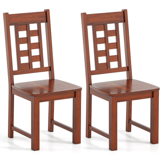 Wooden Dining Chairs, Set of 2, Solid Rubber Wood Frame, Walnut Dining Chairs Walnut at Gallery Canada