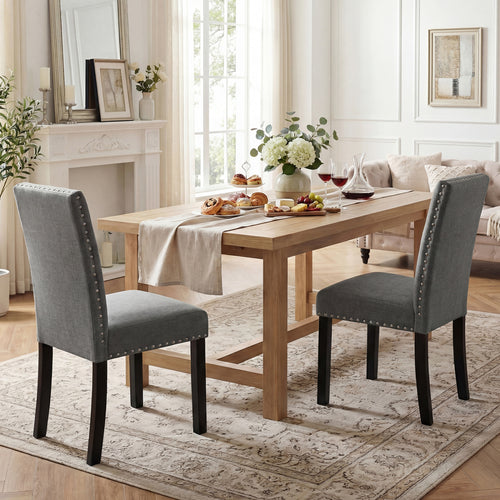 Wooden Dining Chairs Set of 2 with Bent Wood Legs, Gray