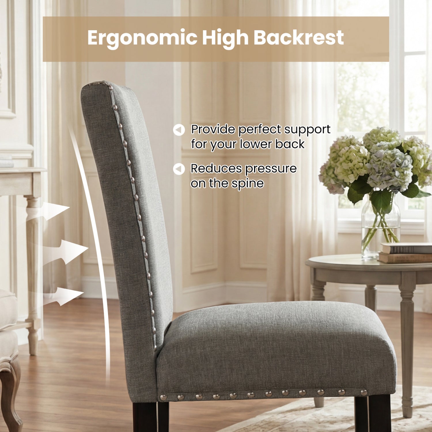 Wooden Dining Chairs Set of 2 with Bent Wood Legs, Gray Dining Chairs at Gallery Canada