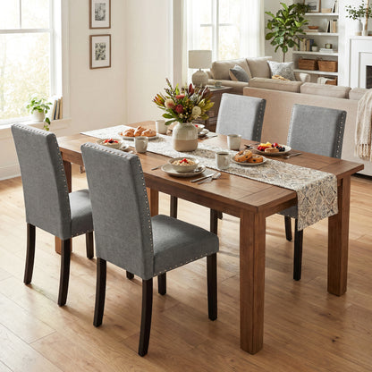 Wooden Dining Chairs Set of 4 with Bent Wood Legs, Gray Dining Chairs at Gallery Canada