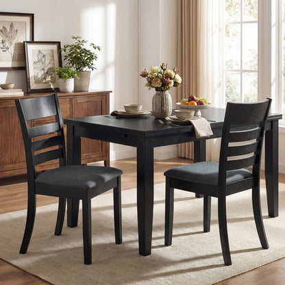 Wooden Dining Chairs Set of 2, Upholstered Kitchen Chairs, Rubber Wood Frame, Black Dining Chairs at Gallery Canada