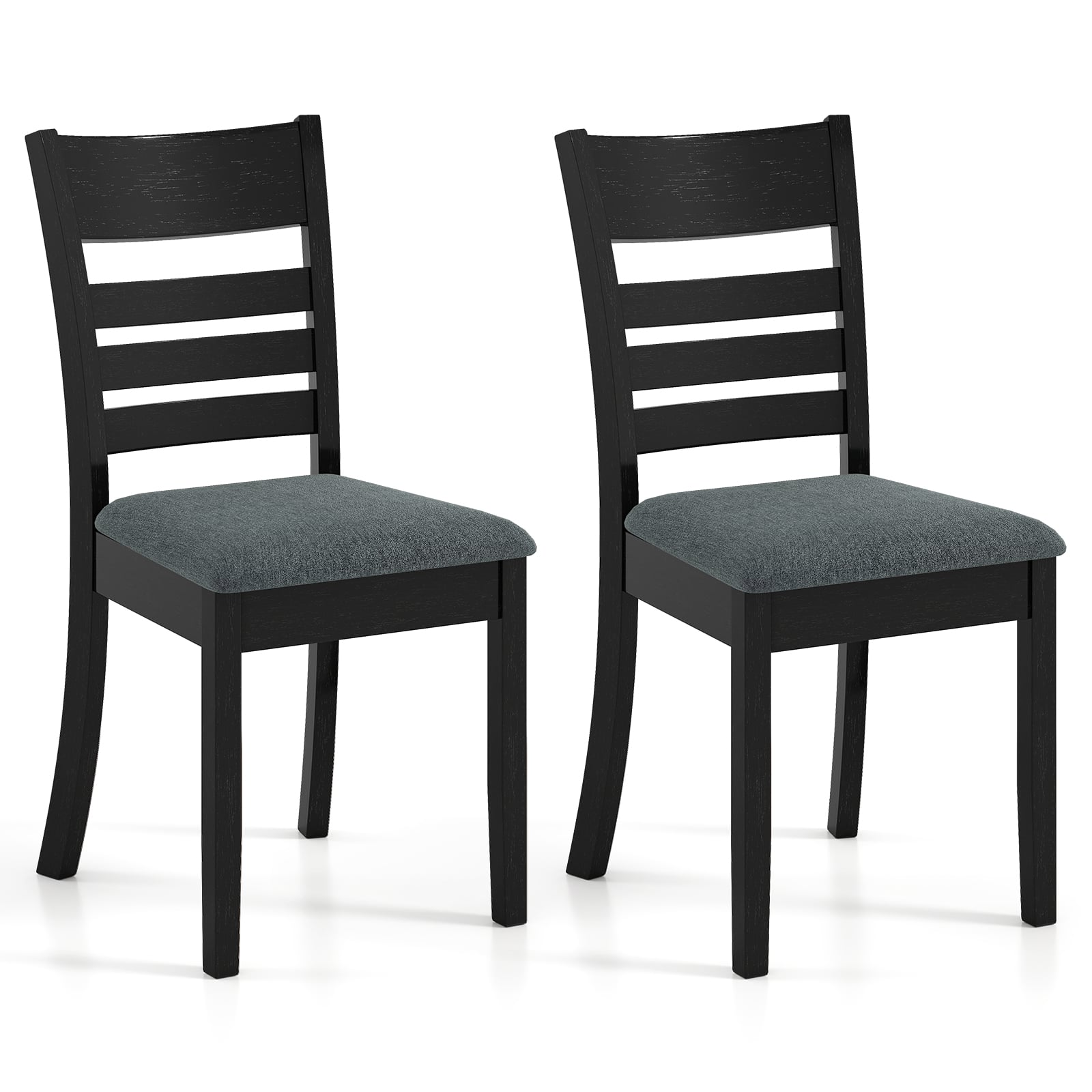 Wooden Dining Chairs Set of 2, Upholstered Kitchen Chairs, Rubber Wood Frame, Black Dining Chairs Black at Gallery Canada