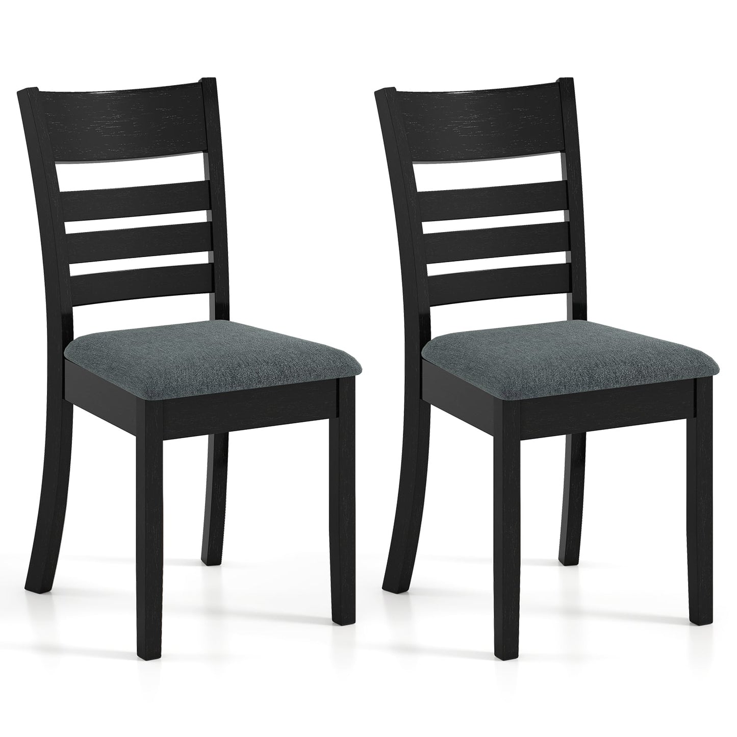 Wooden Dining Chairs Set of 2, Upholstered Kitchen Chairs, Rubber Wood Frame, Black Dining Chairs Black at Gallery Canada