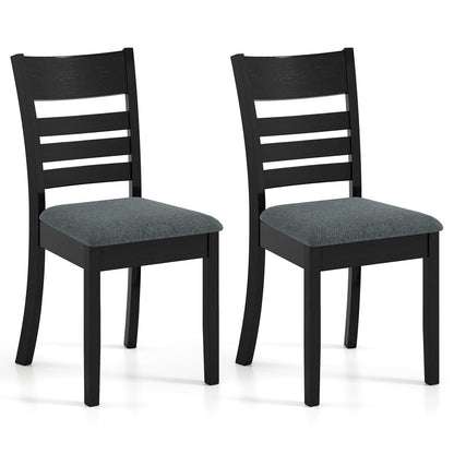 Wooden Dining Chairs Set of 2, Upholstered Kitchen Chairs, Rubber Wood Frame, Black Dining Chairs Black at Gallery Canada