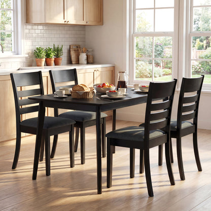 Wooden Dining Chairs Set of 2, Upholstered Kitchen Chairs, Rubber Wood Frame, Black Dining Chairs at Gallery Canada