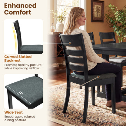 Wooden Dining Chairs Set of 2, Upholstered Kitchen Chairs, Rubber Wood Frame, Black Dining Chairs at Gallery Canada