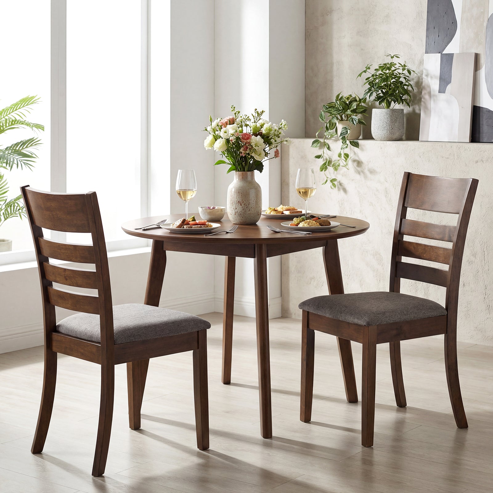 Wooden Dining Chairs Set Of 2, Upholstered Kitchen Chairs, Brown Dining Chairs Brown at Gallery Canada
