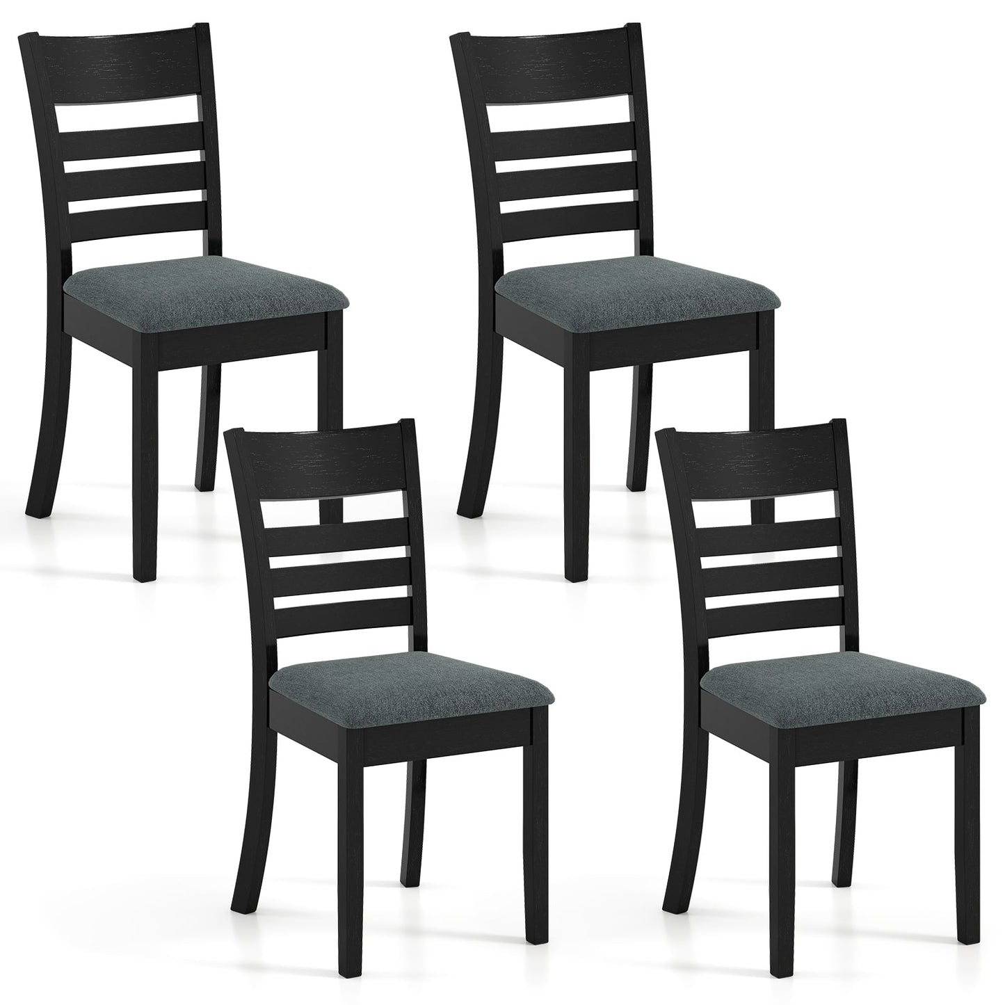 Wooden Dining Chairs, Set of 4, Upholstered Kitchen Chairs, Black Dining Chairs Black at Gallery Canada