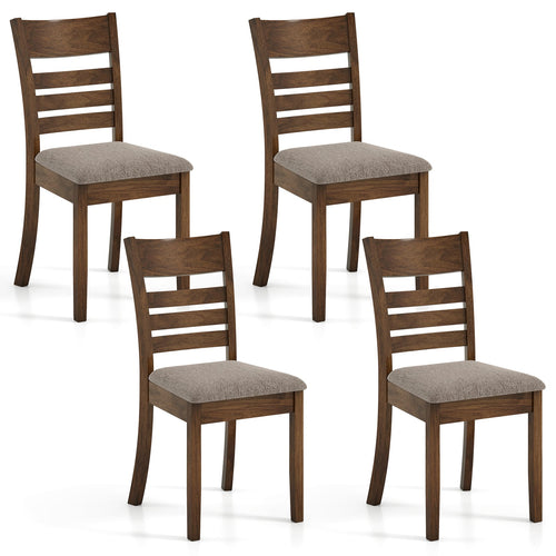 Wooden Dining Chairs Set Of 4, Upholstered Kitchen Chairs, Brown