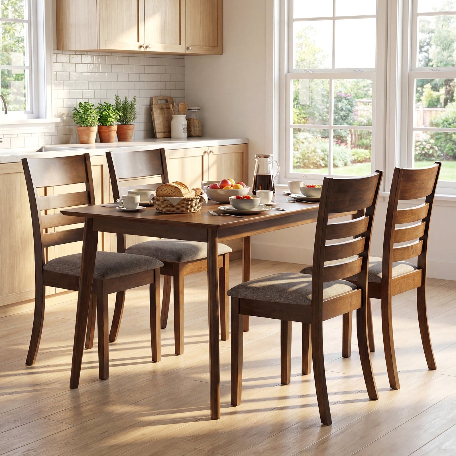 Wooden Dining Chairs Set Of 4, Upholstered Kitchen Chairs, Brown Dining Chairs at Gallery Canada