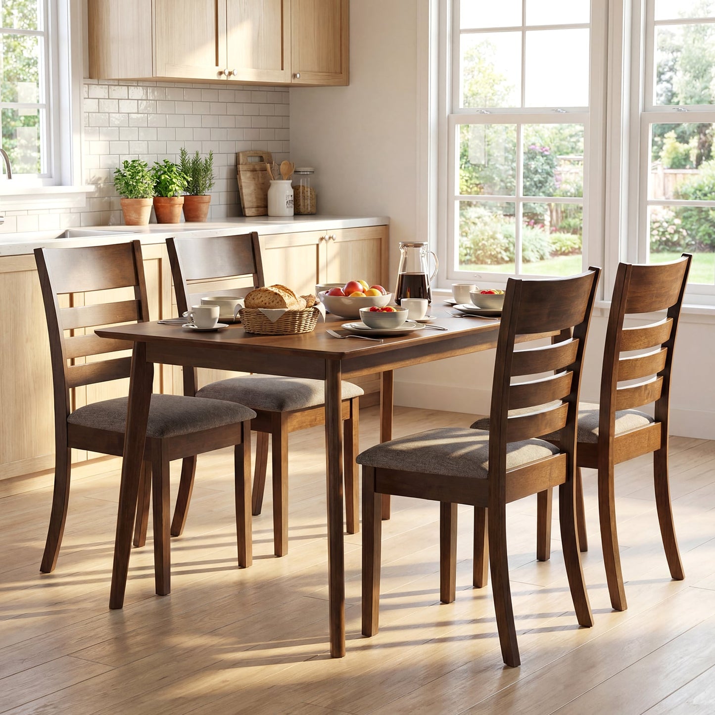 Wooden Dining Chairs Set Of 4, Upholstered Kitchen Chairs, Brown Dining Chairs at Gallery Canada