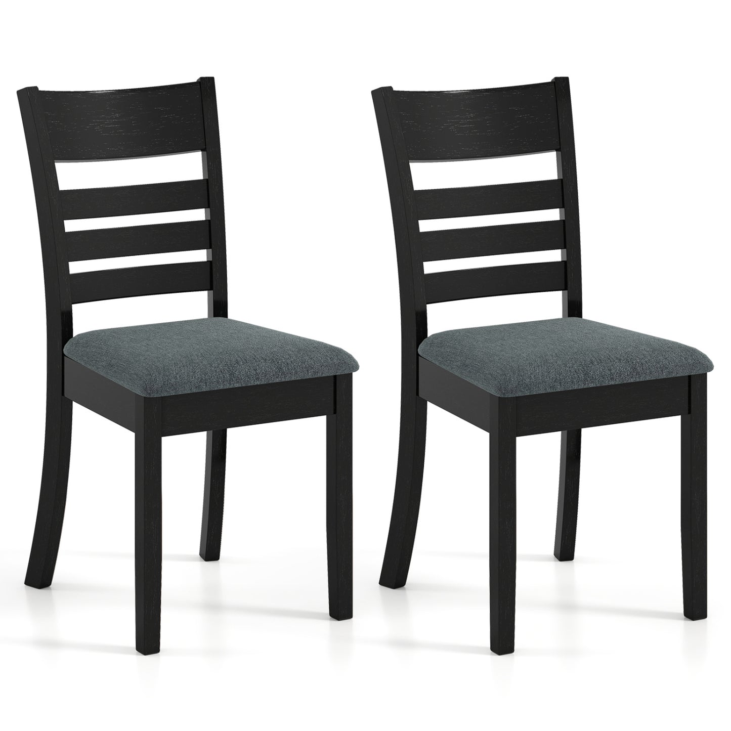 Wooden Dining Chairs Set of 2, Upholstered Kitchen Chairs, Rubber Wood Frame, Black Dining Chairs Black at Gallery Canada
