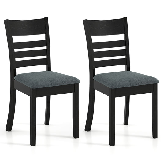 Wooden Dining Chairs Set of 2, Upholstered Kitchen Chairs, Rubber Wood Frame, Black Dining Chairs Black at Gallery Canada