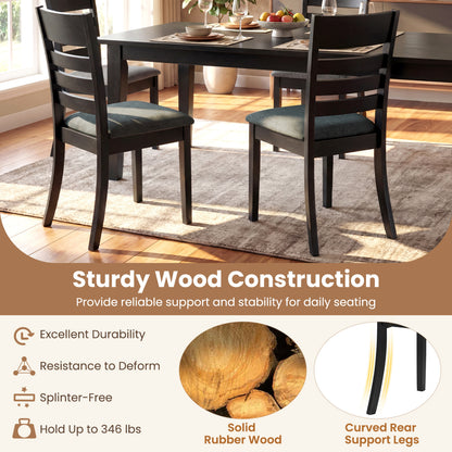Wooden Dining Chairs Set of 2, Upholstered Kitchen Chairs, Rubber Wood Frame, Black Dining Chairs at Gallery Canada