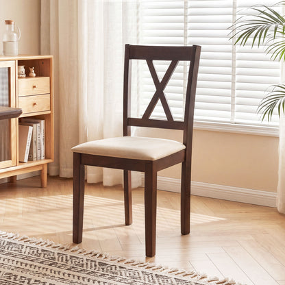 Wooden Dining Chairs Set of 4, Fabric Upholstered, Walnut Dining Chairs at Gallery Canada